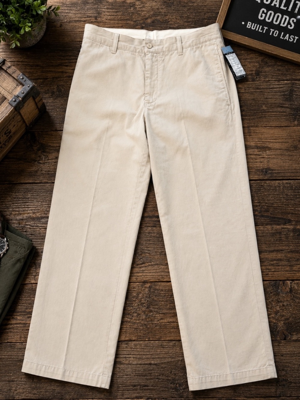 Geoffrey Beene Men's Khaki Straight-Leg Chinos 100% Cotton NWT